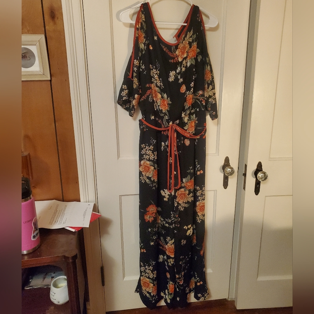 Floral Maxi Dress with Belt